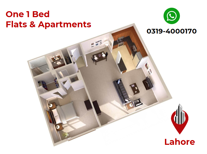 one 1 bed flats apartments for sale in Lahore